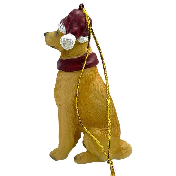 Design Toscano Golden Retriever In Scarf And Santa Hat Christmas Ornament - Picture 5 of 10